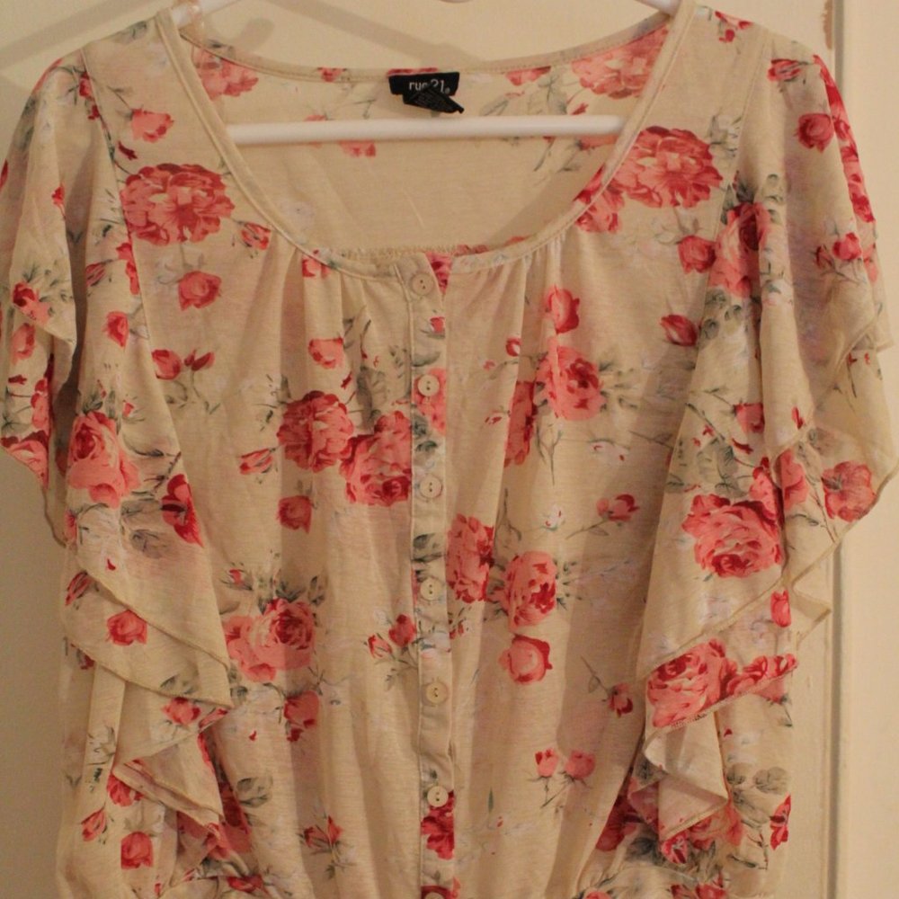 Beige Flowery Blouse